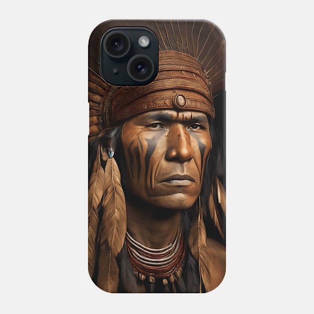 [AI Art] Proud Native American Man With Headdress Phone Case by Sissely