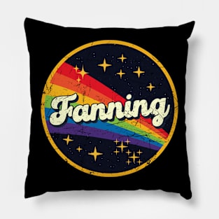 Fanning // Rainbow In Space Vintage Grunge-Style Pillow