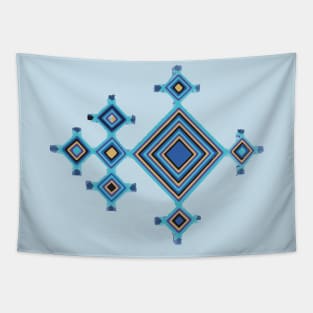 Blue god's eye mexican huichol wixarika woven string art boho chic decoration Tapestry