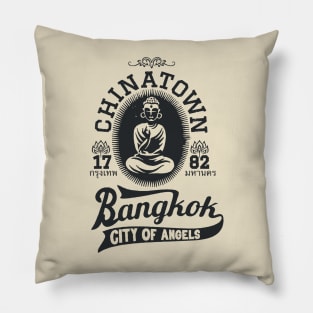 Vintage Bangkok Buddha Logo - Retro Thai Shirt Design Pillow