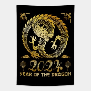 Golden Lunar Year Of The Dragon 2024 Tapestry