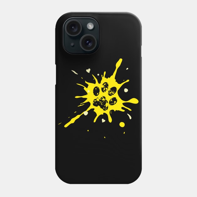 Dog paw splash - yellow Phone Case by Ravendax