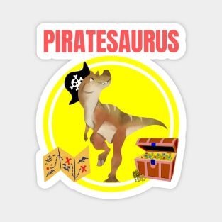 Piratesaurus Pirate Dinosaur Dino Nautical Treasure Chest Skull Gifts Magnet
