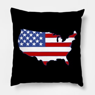 USA Map Flag Patriotic America Pillow