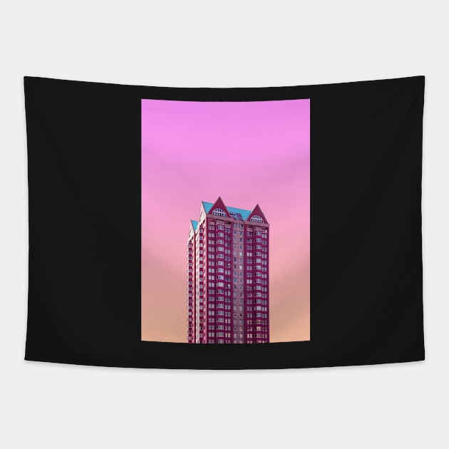 Pink High Rise Building Tapestry by uppermosteN