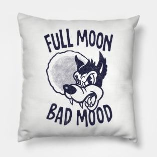 Full Moon Bad Mood (mono) Pillow