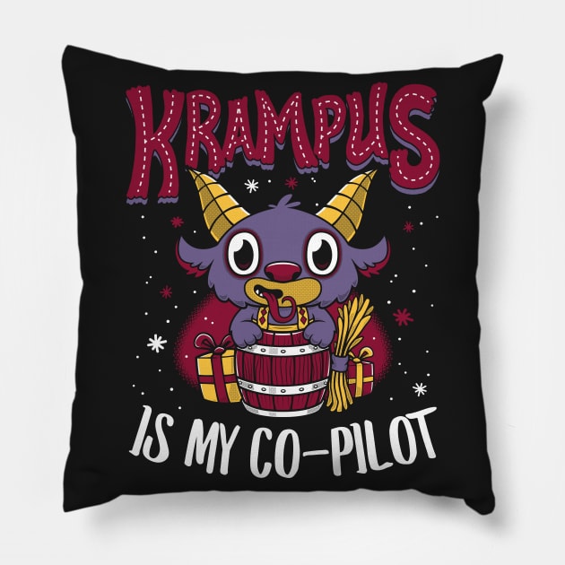 Krampus is my Co-Pilot - Creepy Cute Children's Book Christmas Monster Pillow by Nemons