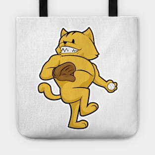 Cat at Baseball with Catch glove Tote