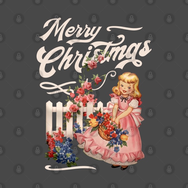 Merry Christmas Girl Garden typography illustration by SpaceWiz95