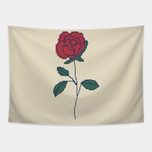 80s Pixel Art Rose Tapestry