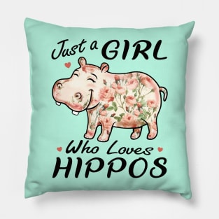 Flower Hippopotamus -Just A Girl Who Loves Hippos Pillow