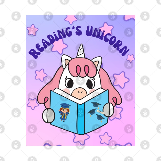 Reading unicorn , books , success by KIRBY-Z Studio