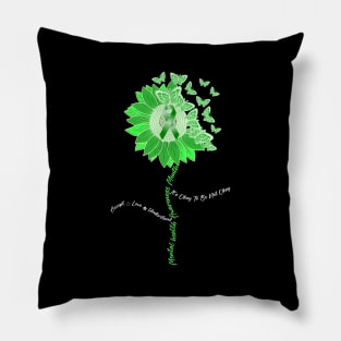 It'S Okay To Not Be Okay Butterfly Green Ribbon Pillow