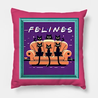 Feline Friends Chilling on a Couch Pillow