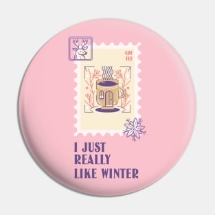 Wintertime Coffee Lover Cup of Coffee Christmas Stamp Stamps Pin