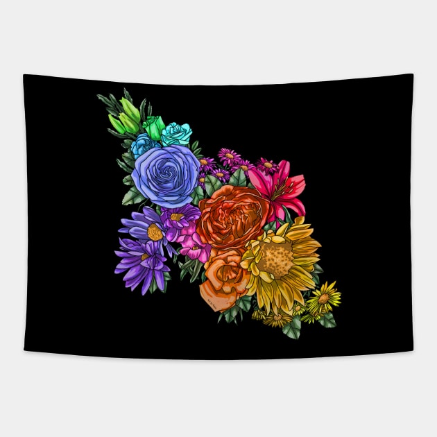 Rainbow Blooming Tapestry by Art by Veya