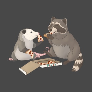 Possum and Raccoon eating pizza T-Shirt