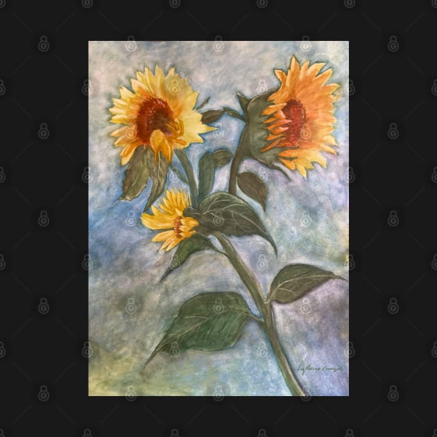 Golden Sunflower Botanical Illustration – Nature-Inspired Art Print by Elizabeth Domogala