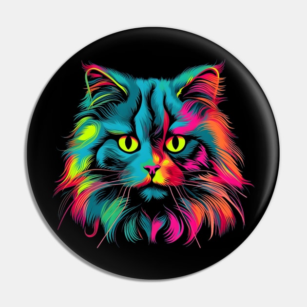 Colourful Persian Cat Pin by Quotee