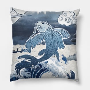 Blue Koi Fish Pillow