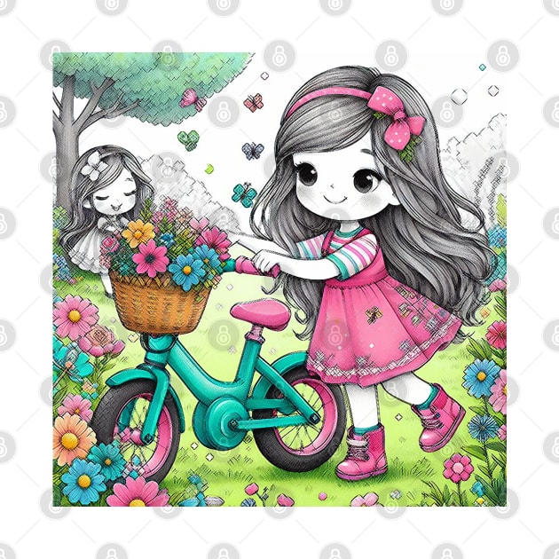 Éclats de Bonheur : Une Petite Fille et Sa Bicyclette Magique by Zinoo