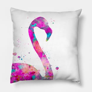 Flamingo Watercolor Portrait Pillow