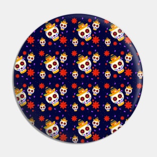 Sugar Skull Pattern Pin