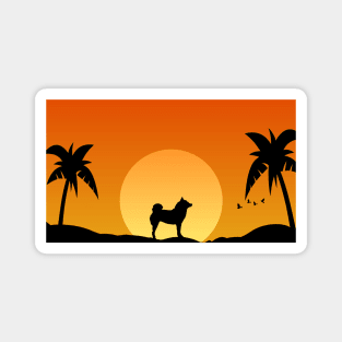 Lilly the Shiba Inu Sunset Silhouette Magnet