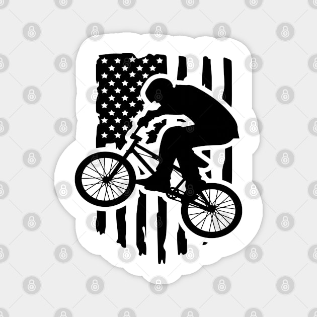 Bmx Bike Distressed American Flag Wheelie Biker Magnet by HeroGifts