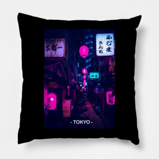 Tokyo Street Neon Synthwave Pillow