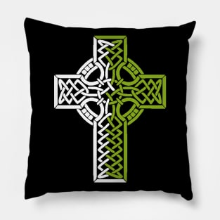 Celtic Cross in Green and White Pillow