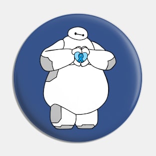 Health Care Robot Holding Awareness Ribbon (Blue) Pin