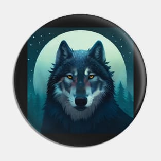 Wolf and Moon Pin