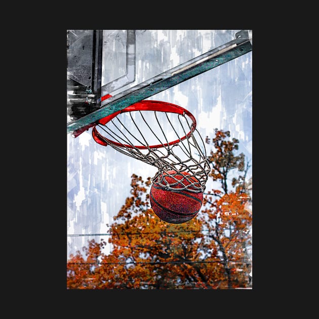 Basketball In Hoop Marker Sketch by ColortrixArt