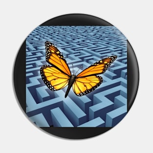 Motivational Concept as a Butterfly Conquering an obstacle Pin