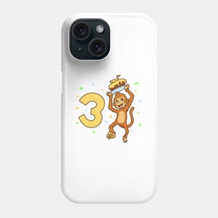 I am 3 with ape - kids birthday 3 years old Phone Case