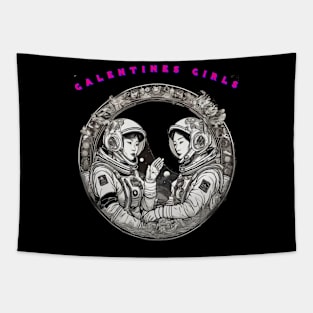 Japanese galentine girls in space Tapestry