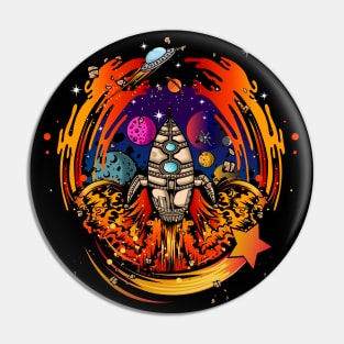 Blast Off Spaceship Pin