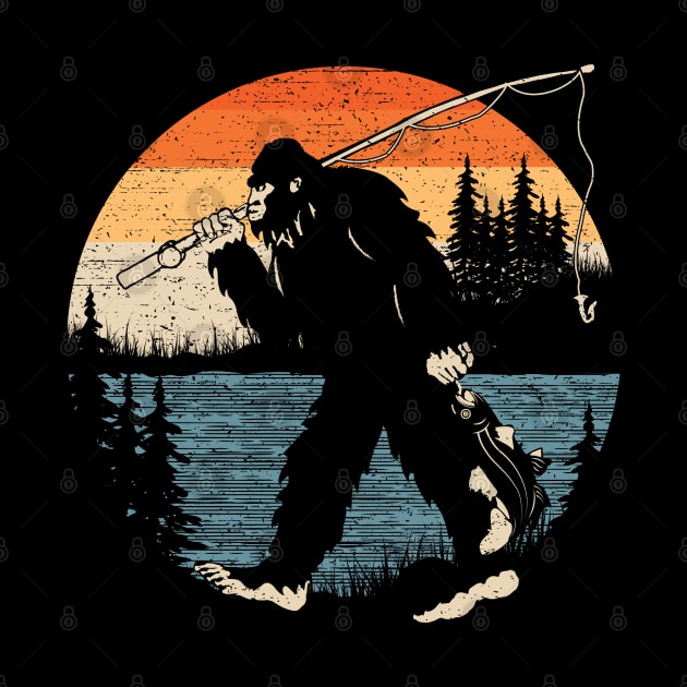 Bigfoot Fishing Sunset by Tesszero