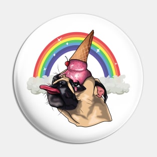 cute rainbow ice cream Licking pug (Cuteness overload ) Pin