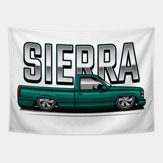 The Sierra Pickup Truck (Emerald Green) Tapestry by Jiooji Project