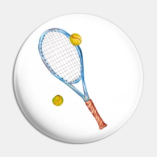 Tennis racket with tennis balls_3 Pin