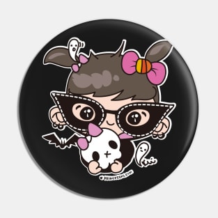 cute halloween whimsical cute girl illustration Pin