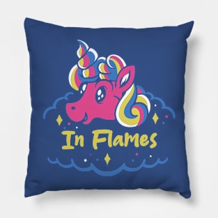 in flames and the unicorn Pillow