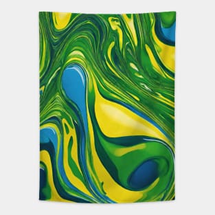 Green - Blue - Yellow Colorful Asymmetrical Pattern. Tapestry