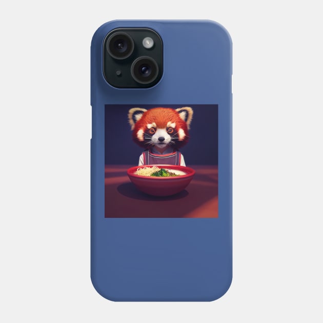 Kawaii Red Panda Eating Ramen Phone Case by Grassroots Green