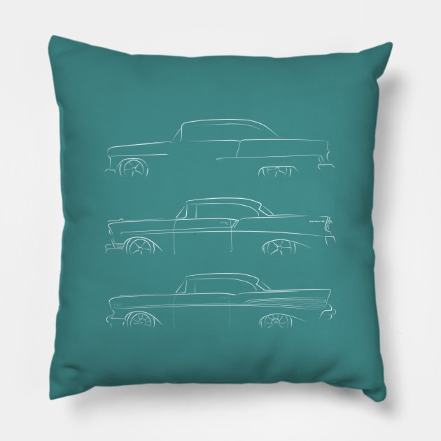 Chevy Bel Air Evolution - profile stencil, white Pillow by mal_photography