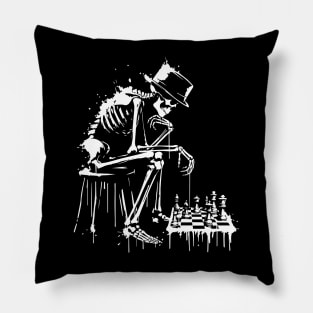 skeleton plays chessboard Pillow