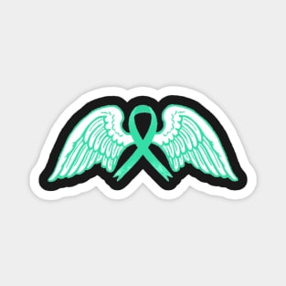 Teal Awareness Ribbon with Angel Wings Magnet