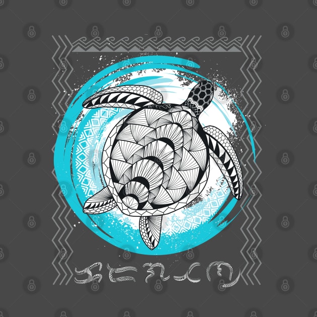 Tribal line Art Turtle/Baybayin word Karagatan (Ocean) by Pirma Pinas